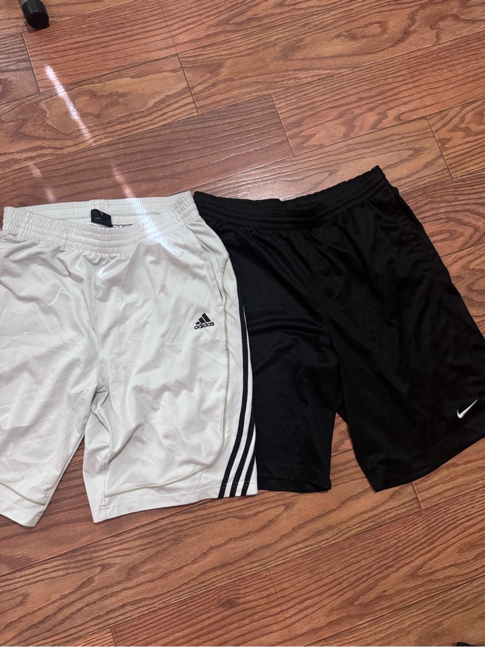 adidas White Athletic Shorts with Black Side Stripes